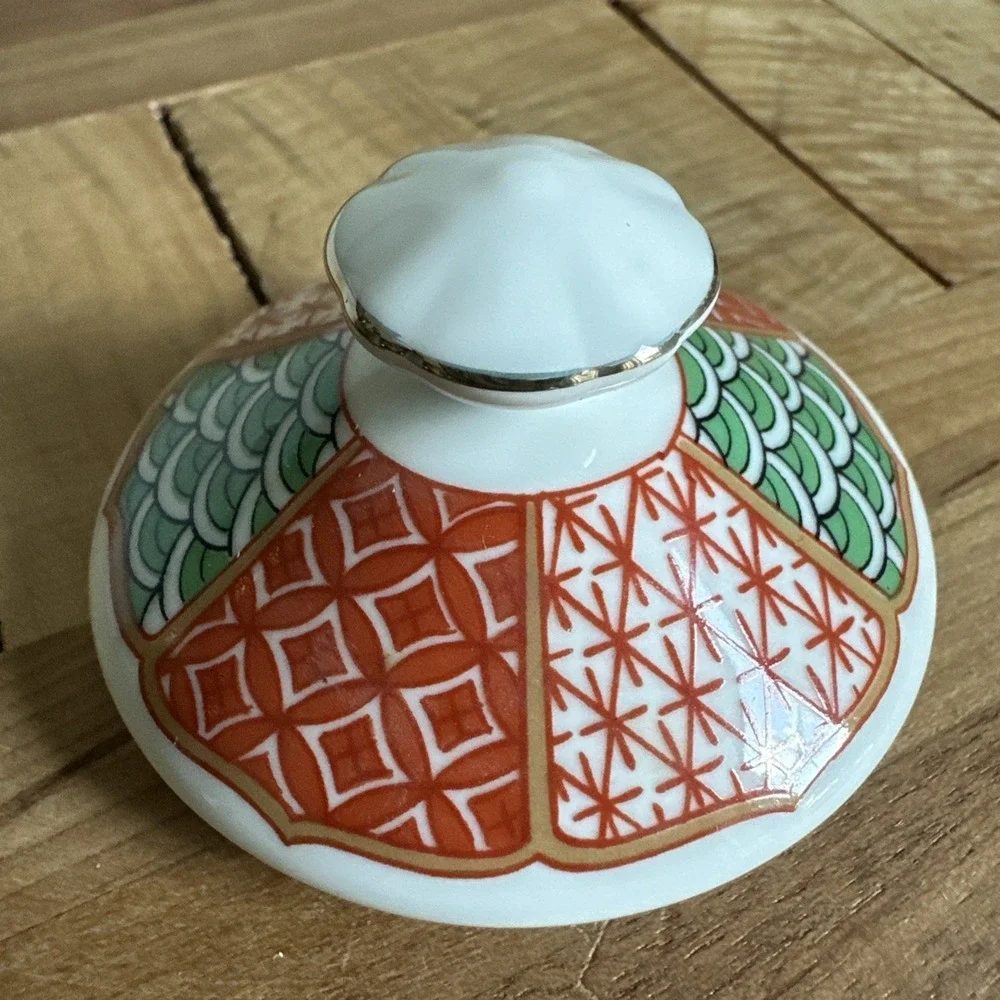 Arita Imari Peacock Sugar Bowl Lid 2.3 Inch Replacement Only Japan Made Signed